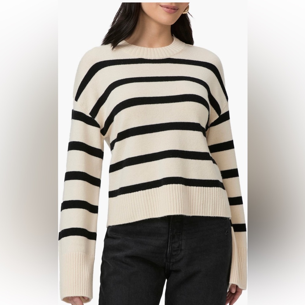 PAIGE Black and Cream wool Striped Sweater SIZE XS NEW WITH TAGS